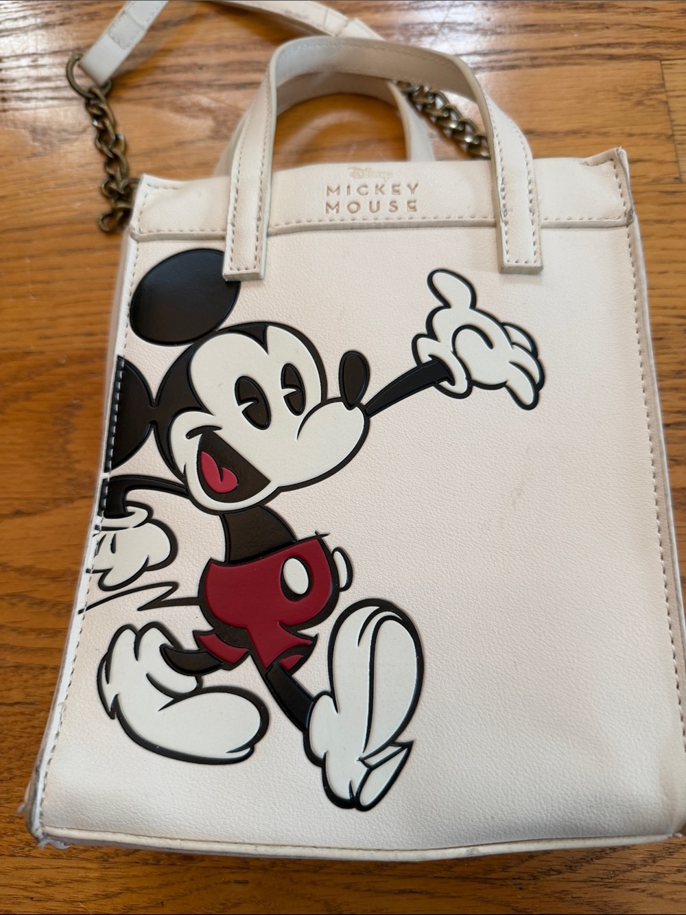 Disney White Mickey Mouse Crossbody Mini Bag with Red Accents